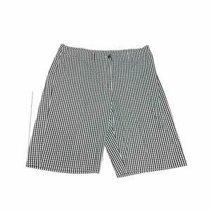 Anne Klein Womens Black White Gingham Plaid Bermuda Sport Shorts Size 14